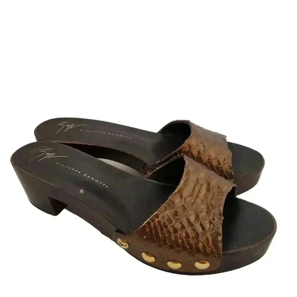 Giuseppe Zanotti Mules Metallic Bronze Size 36